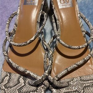 Dolce Vita Black and White Snake Print Heels